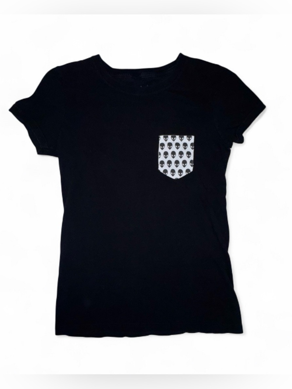 Women’s Alien Pocket “Froket” T-Shirt – Black (Read Description)